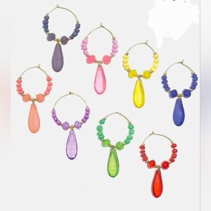 8pk Beaded Crystal Glass Marker Charms BNIB